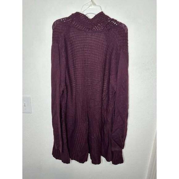 Rebecca Malone Dark Ruby Purple Knit Longline Cardigan Sweater Size XL - Picture 6 of 9